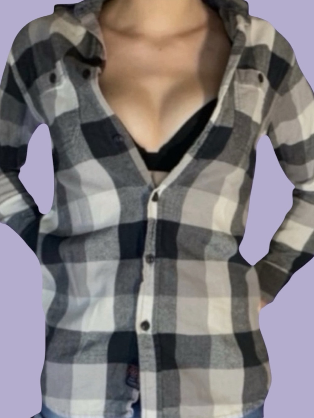 ❗️SALE❗️Vintage 90s Rumours Original Black, Gray & White Plaid Button-Down